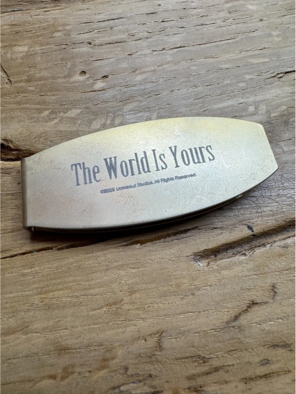 Scarface Brass Money Clip Gold The World is Yours Tony Montana